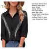 Women Shirt Lapel Long Sleeve Buttons Placket Shirt with Rhinestones Tassel Solid Color Loose Fit Casual Shirt