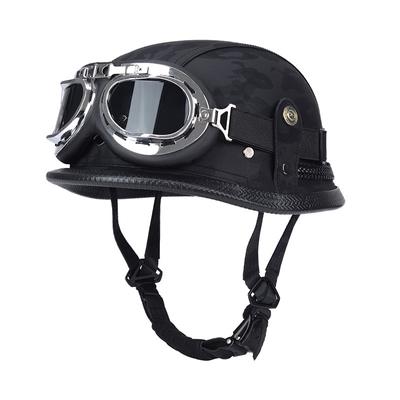Motocyklowy kask połówkowy Niemiecki Skórzany Kask Vintage Casco Moto Motocyklowy Kask Otwarty Biker Pilot