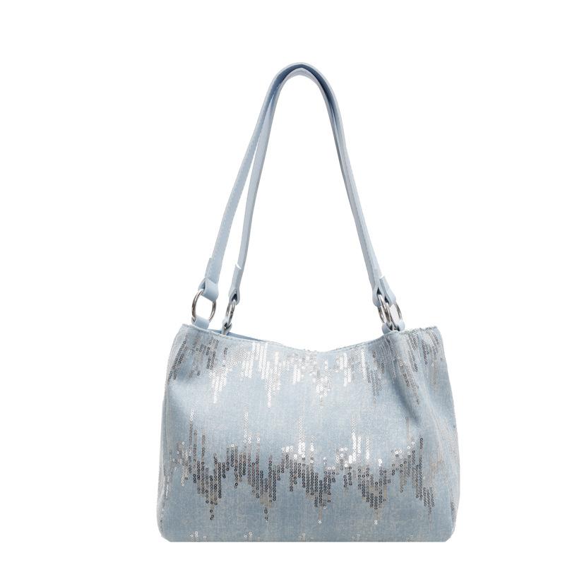 Popular Denim Women's Bags New Casual Simple Large Capacity Shoulder Underarm Bag Portable Tote Bag