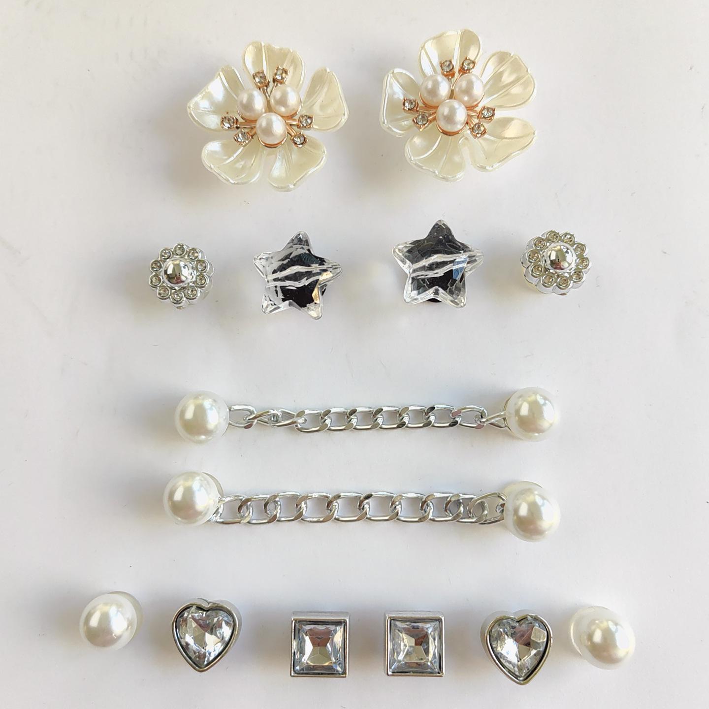 

Новые аксессуары для обуви с отверстиями, пятилистный жемчужный цветок, стразы, пятиконечная звезда, DIY, съемная цепочка, аксессуары для пряжек для обуви