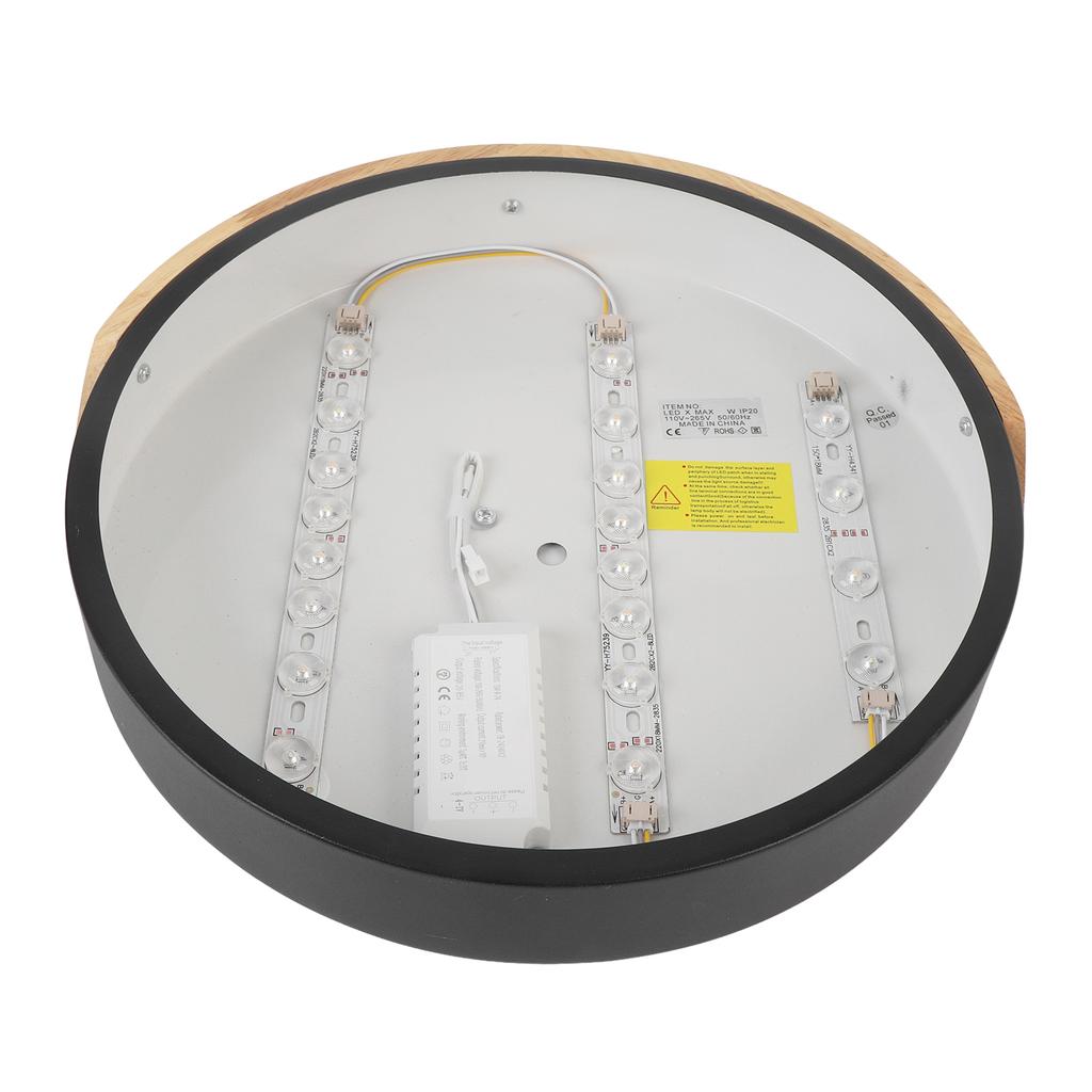 LED Ceiling Light Iron Wood PC Stepless Dimmable Round Flush Mount Modern Ceiling Light Fixture