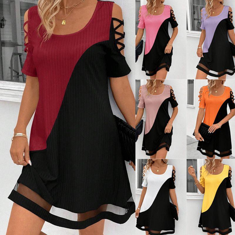 

2025 Комбинезон с цветными блоками и полыми сетчатыми вставками White spell Black S