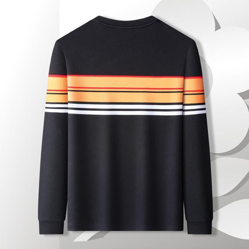 MONTAGUT Men's Striped Long-Sleeve Embroidered Sweatshirt