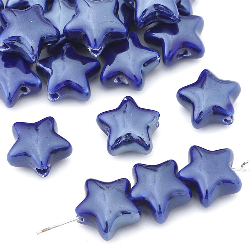 10pcs/Bag 14mm Handmade Colorful Star Ceramic Beads Mixed Five-pointed Star Porcelain Spacer Beads For Necklace Bracelet DIY Jewelry Craft Making