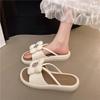 2025Comfortable Linen  Soft and Lightweight Cotton Slippers Cute Bowknot Flat Slipper Couples Slides Home Shoes for