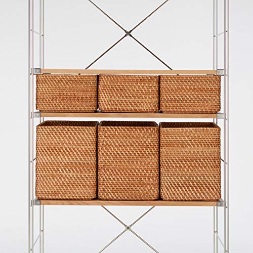 MUJI Stackable Rattan Rectangular Basket, Medium (V) Approx. 36cm W X 26cm D X 16cm H 47381306 Basket