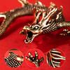 Handcrafted Brass Dragon Figurine 1Pcs Chinese Zodiac Retro Mini Mythical Beast Statue Home Desk Decor Collection