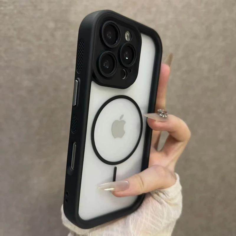 Luxury Matte Magsafe Transparent Phone Case For iPhone 17 Air 11 12 13 14 15 16 Pro Max Plus Magnetic Bumper Back Cases Cover