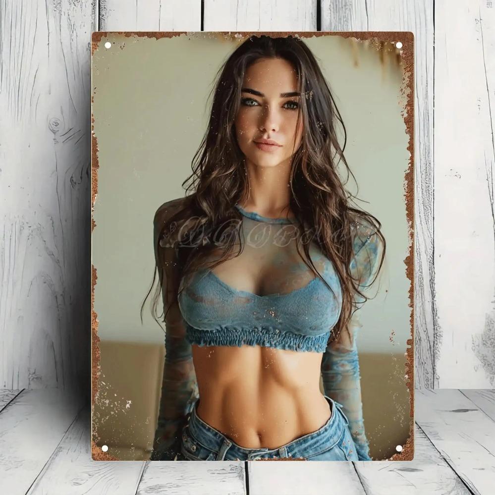 Vintage Tartar Lady Metal Wall Art - Rustic 2D Iron Portrait Sign, Aluminum Easy-Hang Decor for Home/Bar/Man Cave/Cafe/Garage, I