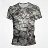 Summer Men's Round Neck Short Sleeved T-shirt Comfortable Fashionable Breathable Sweat Absorbing Money Pattern 3D Printed Loose Large T-shirt