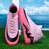 Unisex Football Boots Original Pink Women High Ankle Sports Shoes FG/TF Youth Cleats Professional Men occer Training Sneakers