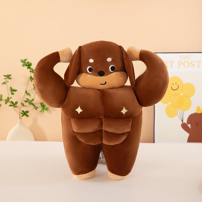 Cartoon Muscle Dachshund Dog Doll Plush Toy Question Mark Neck Pillow Doll Children's Companion Soothing Pillow Ragdoll