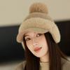 Winter Thick Rabbit Fur Baseball Cap Women's Ear Protection Velvet Knitted Cap
