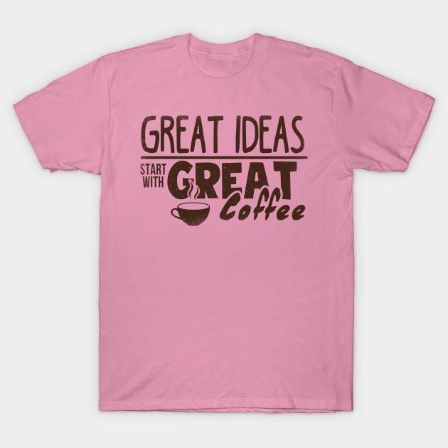 T Shirt Women Great Ideas Start With Great Coffee T Shirt Harajuku Print Kawaii Tshirt Summer Short Sleeve Female T-Shirt Top Tee