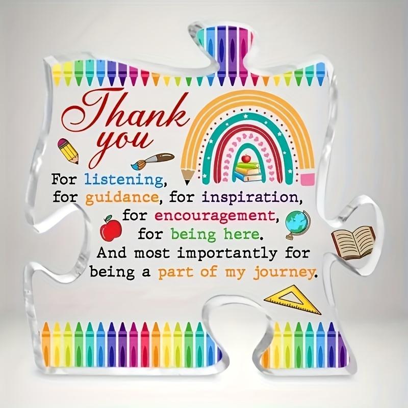 

1pc Acrylic Puzzle Plaque with Inspirational Message - Teacher Appreciation, Graduation, Birthday, Retirement Gift - Colorful Puzzle Design 10*10cm