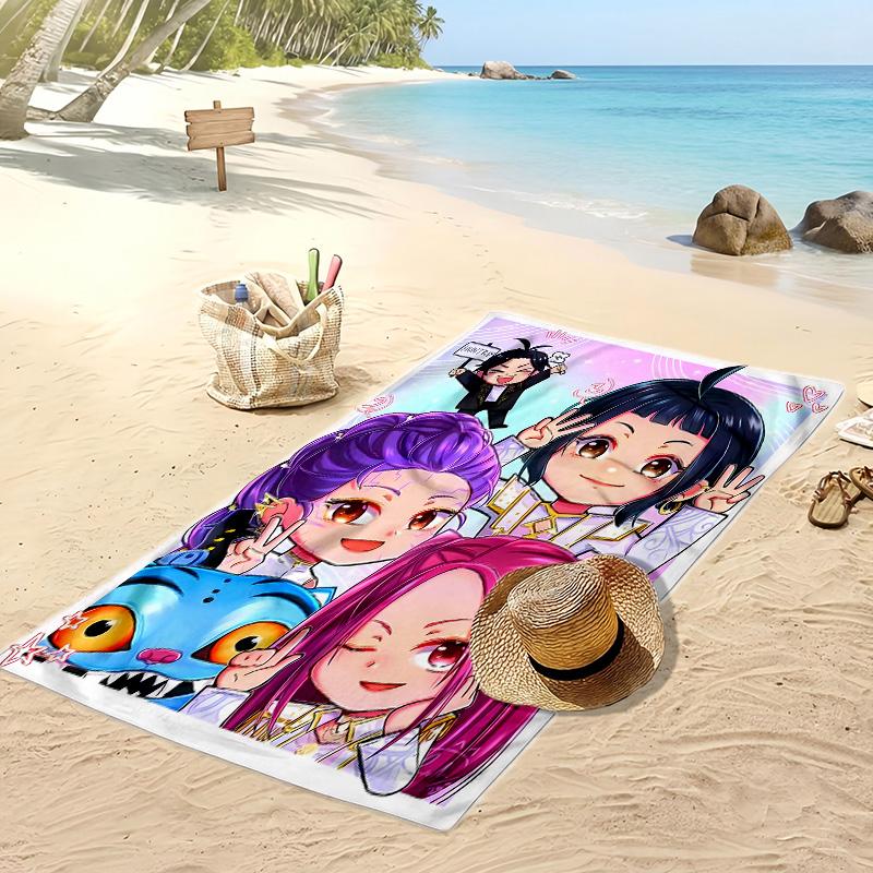 Asciugamano da Spiaggia Stampato Kpop Demon Hunters, Asciugamano Grande Assorbente ad Asciugatura Rapida per Estate e Attività all'Aperto in Acqua
