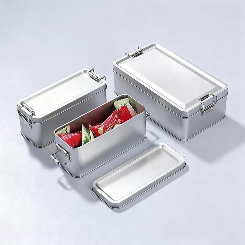 1 Pc Rectangular Tinplate Cookie Tins Box With Lid Dustproof Home Kitchen Storage Tin For Candy Coffee Tea Jewelry Chocolate