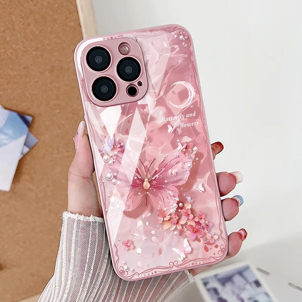 Butterfly Phone Case For Samsung S25 S24 S23 Ultra Case A17 A56 5g A55 A16 A26 A36 A54 A53 A25 A34 A52 A15 Tempered Glass Cover