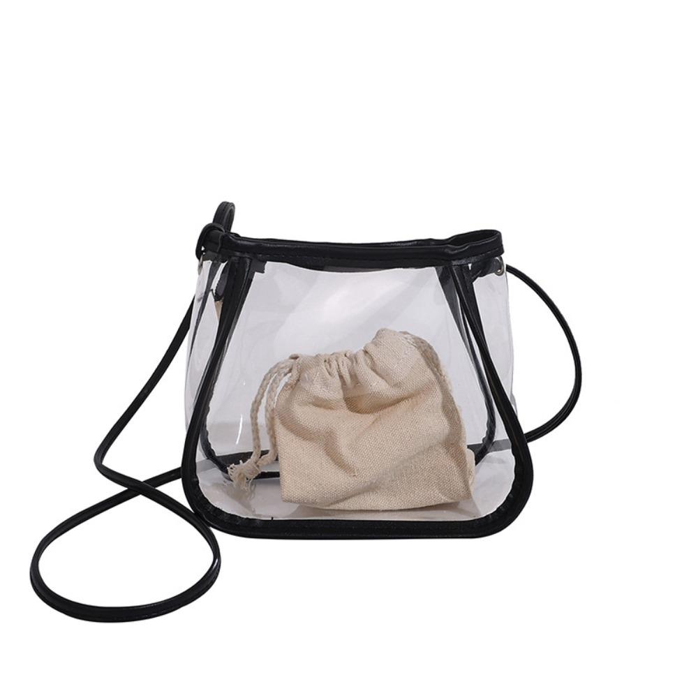 

2 in 1 Clear Crossbody Bag Waterproof Women s Bag Creative shoulder bag Commuting чёрный