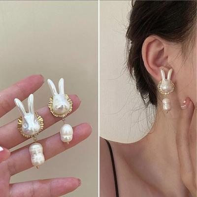 1 Pair Women Earrings Flower Faux Pearls Jewelry Vintage Bow-knot Stud Earrings Jewelry Gifts