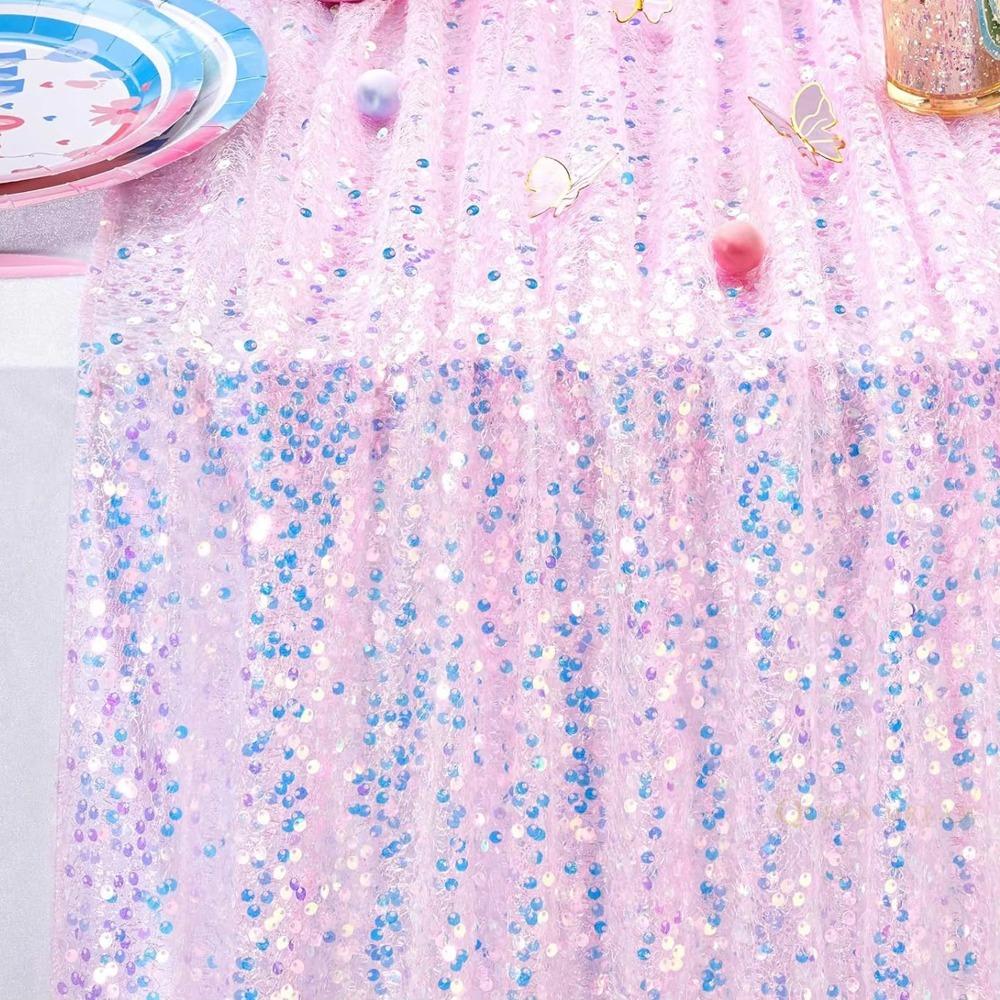 Glitter Mermaid Theme Table Runner Rectangular Table Cover Iridescent Sequin Table Runner  Wedding