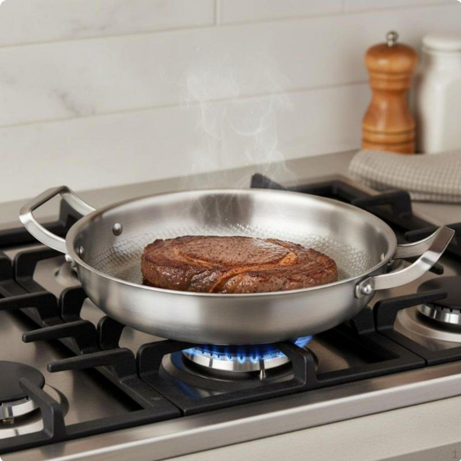 Hammered Frying Pan All Stovetops Compatible Double Handle Skillet 26CM 26CM