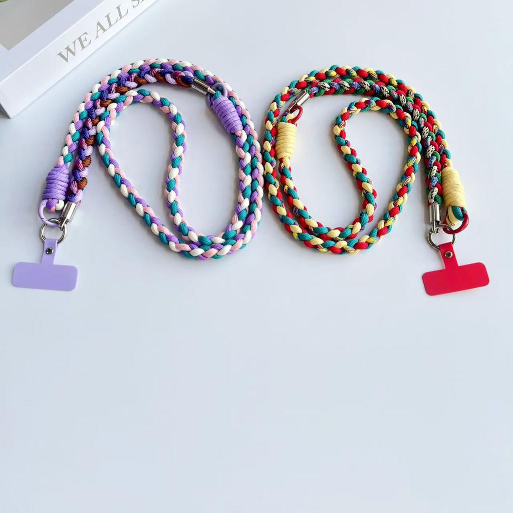 DIY Trzy w Jednym Pleciony Sznurek, Modna Torba na Telefon Komórkowy na Ramię, Długi Sznurek, Wielofunkcyjny Odpinany Krótki Sznurek na Nadgarstek