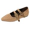 Retro rivet pointed Mary Jane shoes women's 2025 autumn belt buckle shallow mouth temperament inner height increase one word belt single shoes