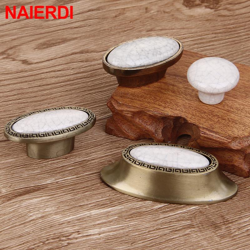 NAIERDI Zinklegierung Antik Bronze Rissdesign Keramik Schrankgriffe Schubladengriffe Kleiderschrank Türgriff Europäische Möbel