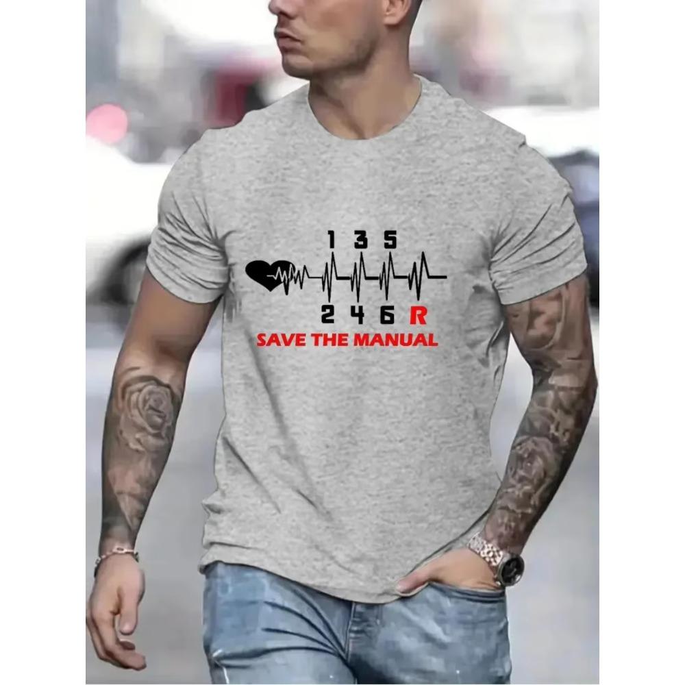 Vintage T Shirts for Men Save The Stick Manual Transmission Graphics Tees Top Oversized Hip Hop T-Shirts Men Clothing Camiseta