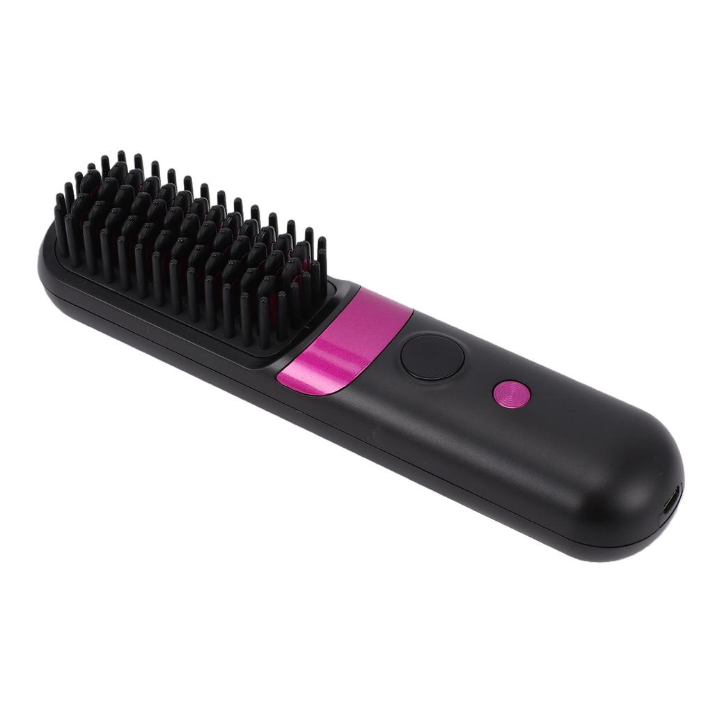 Cordless Hair Straightener Brush Portable Quick Heating Ionic Hot Brush Hair Straightener Black
