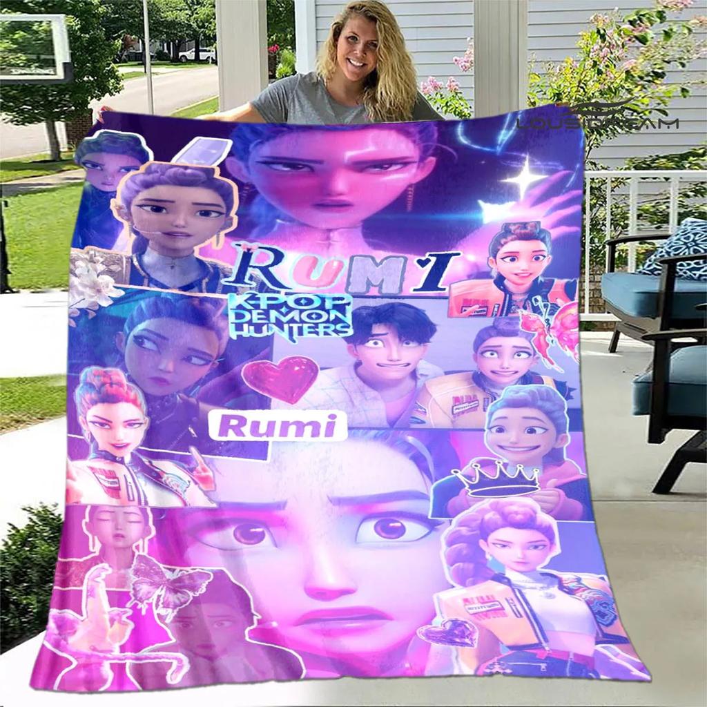 3D KPop Demon Hunters Cartoon blanket Warm blankets Soft and comfortable blanket Home Travel Blankets bed linings Birthday Gift