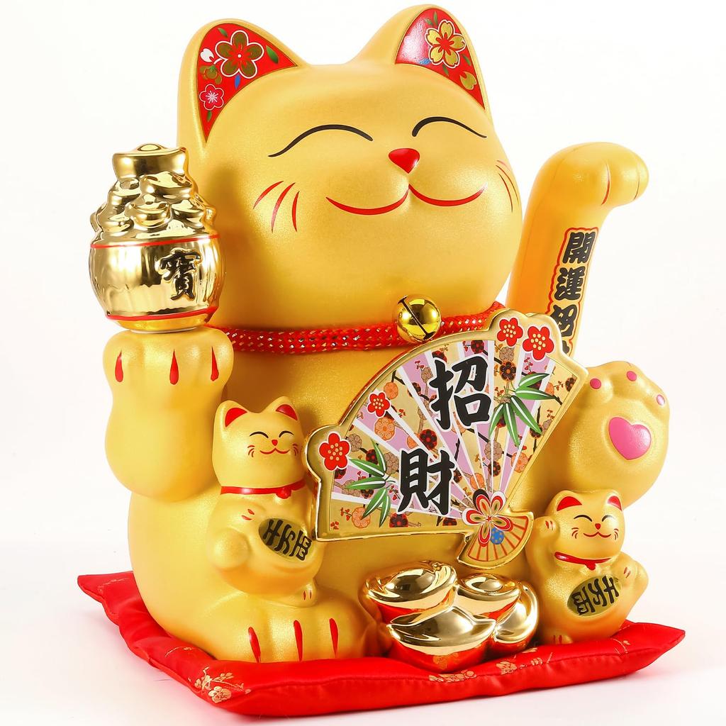 EnergyPower Golden Electric Large Premium Model with Cute Perfect for Grand Openings and Business Automatically Waves Lucky Improves Increases Good