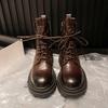 2025 retro old sheepskin thick-soled British Martin boots autumn and winter new round head lace-up locomotive short boots