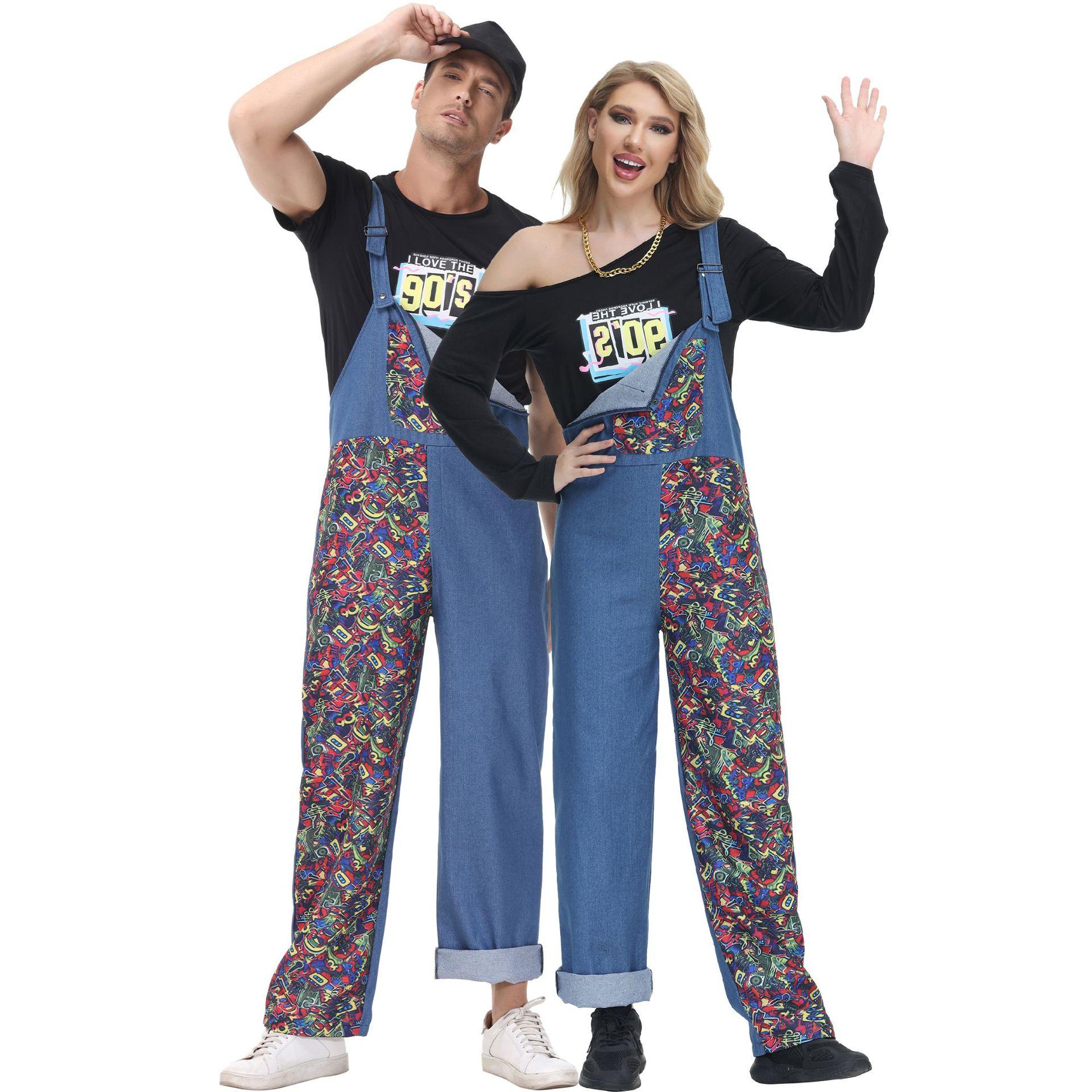 

70s retro costumes, dance and hip-hop couples costumes, disco stage costumes, Halloween costumes M