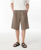 Wide Bermuda Hidden Elastic Waist Half Slacks [Dusty Beige]