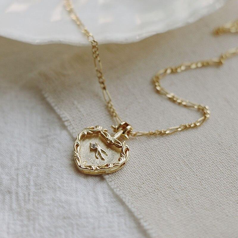 Sterling Color Love Heart Pendant Necklace Women Double Layer Clavicle Chain Gold Tone Tone Necklaces Party Event Jewelry Event