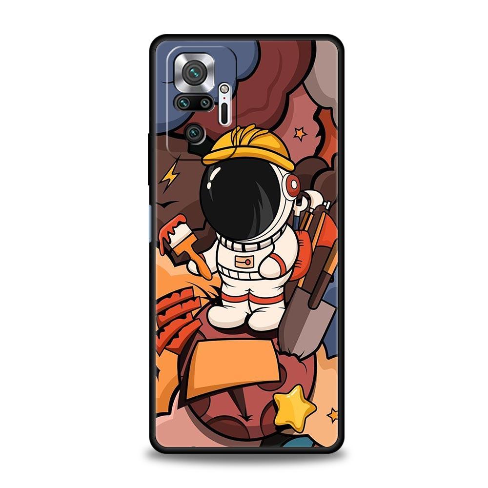 Cartoon Cute Cosmonaut Phone Case Cover for Redmi 14C 10C Note 15 14 13 12 10 11 K40 Pro Plus 5G Shockproof Soft TPU Shell Bags