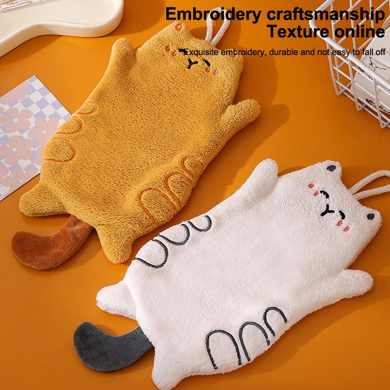 Cute Hand Towels Kitchen Wipe Water Cloth Kitchen Hanging Towels Dishwashing Cloth Bathroom Quickly Dry Cleaning Hand Towel
