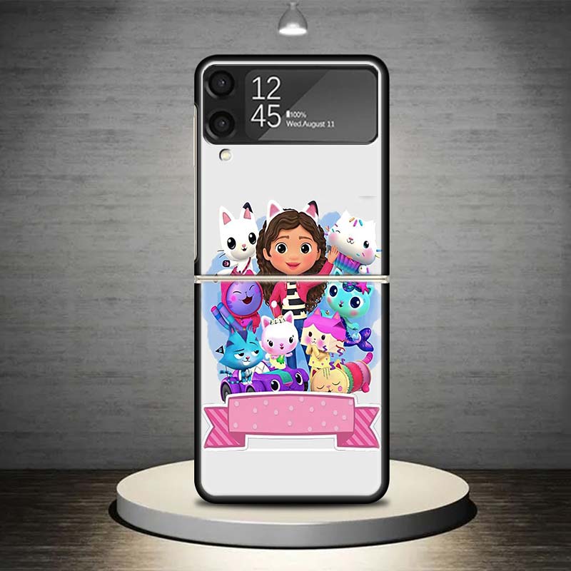 Cartoon Gabbys Dollhouse Phone Case For Samsung Galaxy Z Flip 7 6 5 4 3 5G Shockproof Cover Z Flip7 Flip6 ZFlip5 Flip3 Flip4 Lux