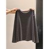 Women's Loose-Fit Color-Block Stripe Long Sleeve T-Shirt, Perfect for Spring and Autumn Layers, Casual Innerwear.