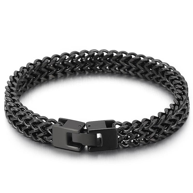 European and American Simple Personalized Street Shooting Double -row Dragon Bone Titanium Steel Men's Bracelet