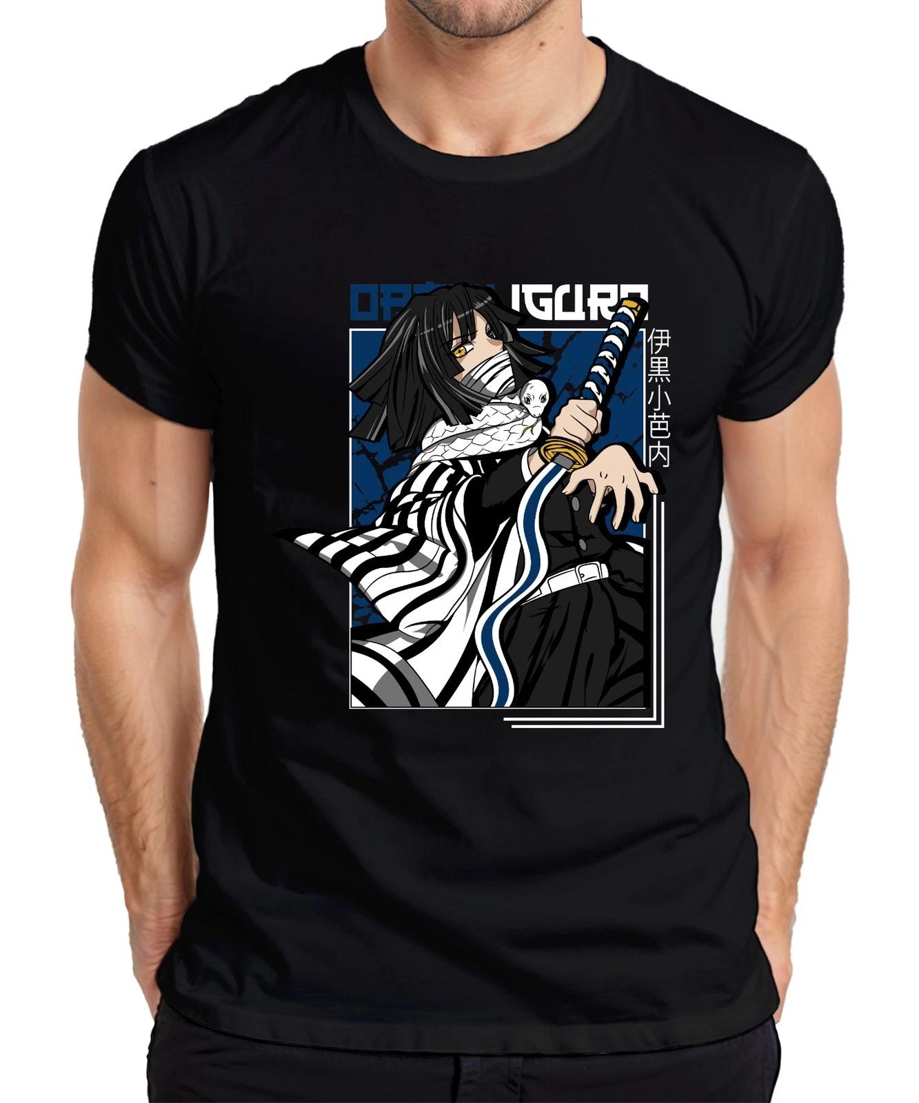 Kimetsu no Yaiba Obanai Iguro Schlange Katana Anime Geschenk Herren T-Shirt L