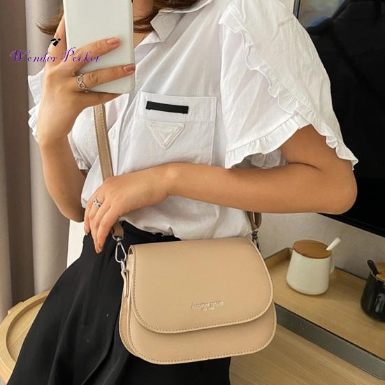 Women Shoulder Bag Smooth Faux Leather Adjustable Shoulder Strap Large Capacity Solid Color Letter Pattern Phone Cosmetic Keys Adult Sex Wear