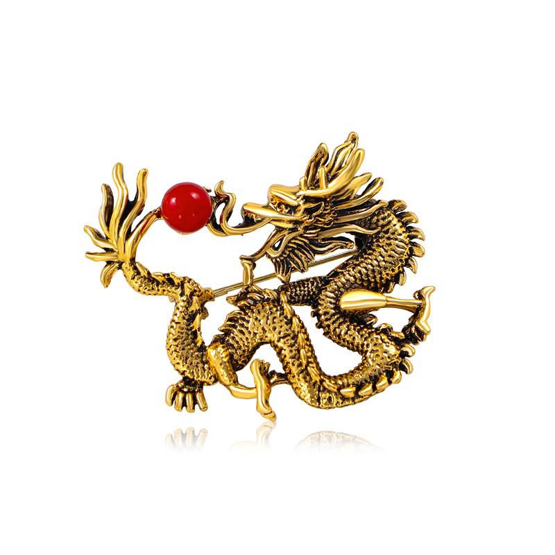 Retro Drip Oil Cartoon Dragon Brooch - Men's Suit Pin Accessory