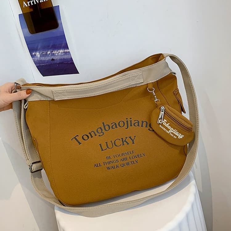 Japanische und koreanische Schultertasche mit großem Fassungsvermögen Damen-Canvas-Tasche