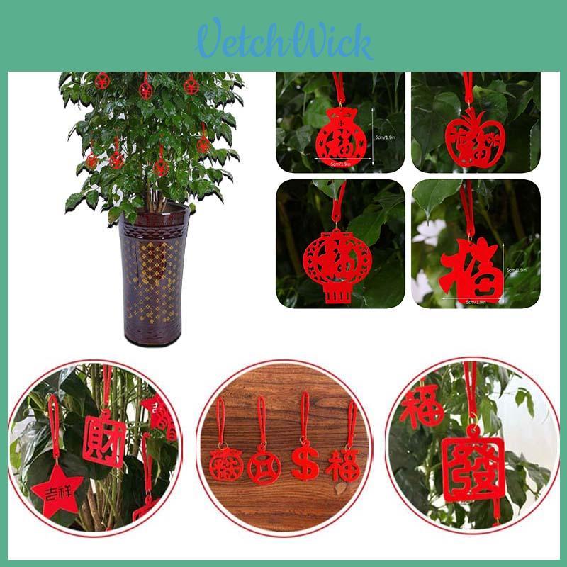 8 Stück Chinesisches Neujahr Cny Outdoor Rote Dekoration Festival Bonsai Geldbaum Anhänger Für Festliche Feiern