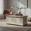 Baule da Viaggio in Legno Bellamente Intagliato Scatola Portaoggetti - Scatola Centrale per Arredamento Casa - Baule Laterale Indiano Scatola Portaoggetti per Arredamento Casa Mobili Divertenti