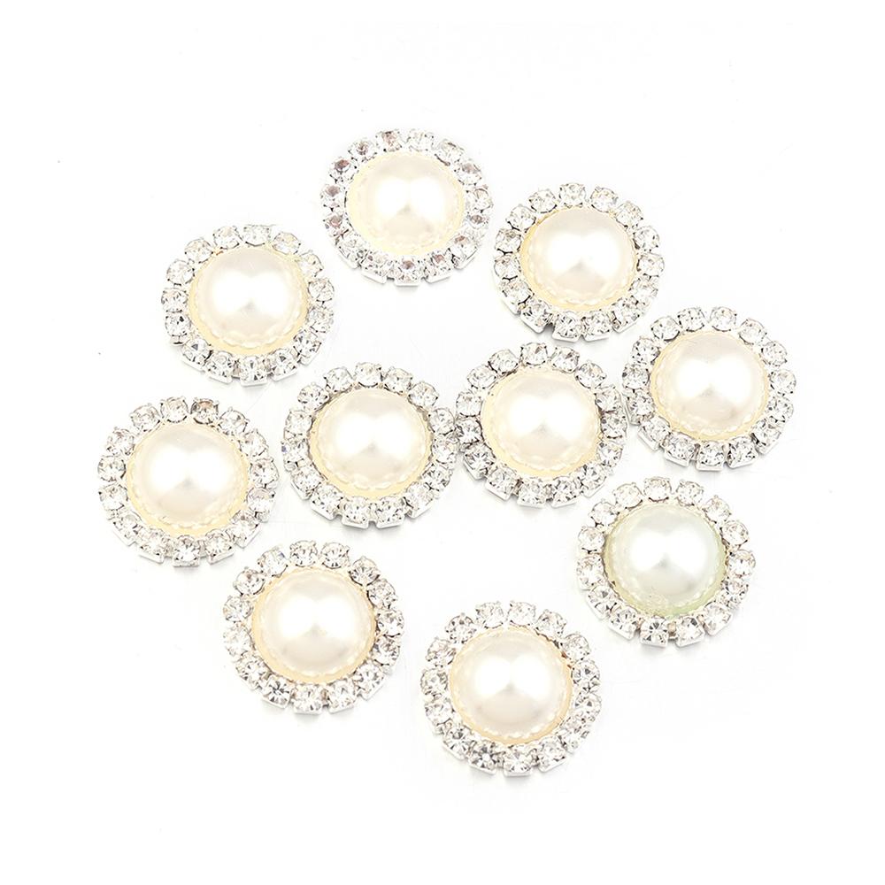 

10pcs Rhinestone Imitation Pearl Flower Disc Shiny Half Round Loose Beads For DIY Crafts Clothing Sewing Jewelry Making Supplies
