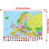 Evropská mapa-Politické rozložení-s vlajkami,Vzdělávací plakát pro domácí kancelář, třídu,Cestovní/Vzdělávací pomůcky